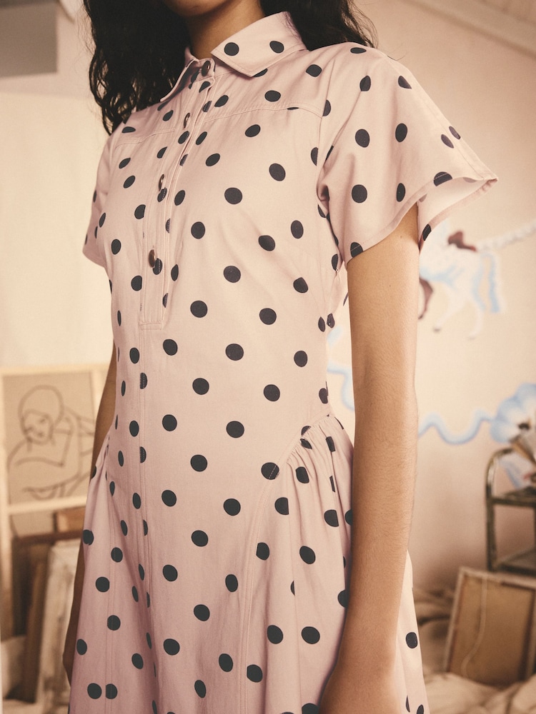 Cath Kidston Pink Spot 100% Cotton Shirt Dress - Image 6 of 11