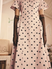 Cath Kidston Pink Spot 100% Cotton Shirt Dress - Image 7 of 11
