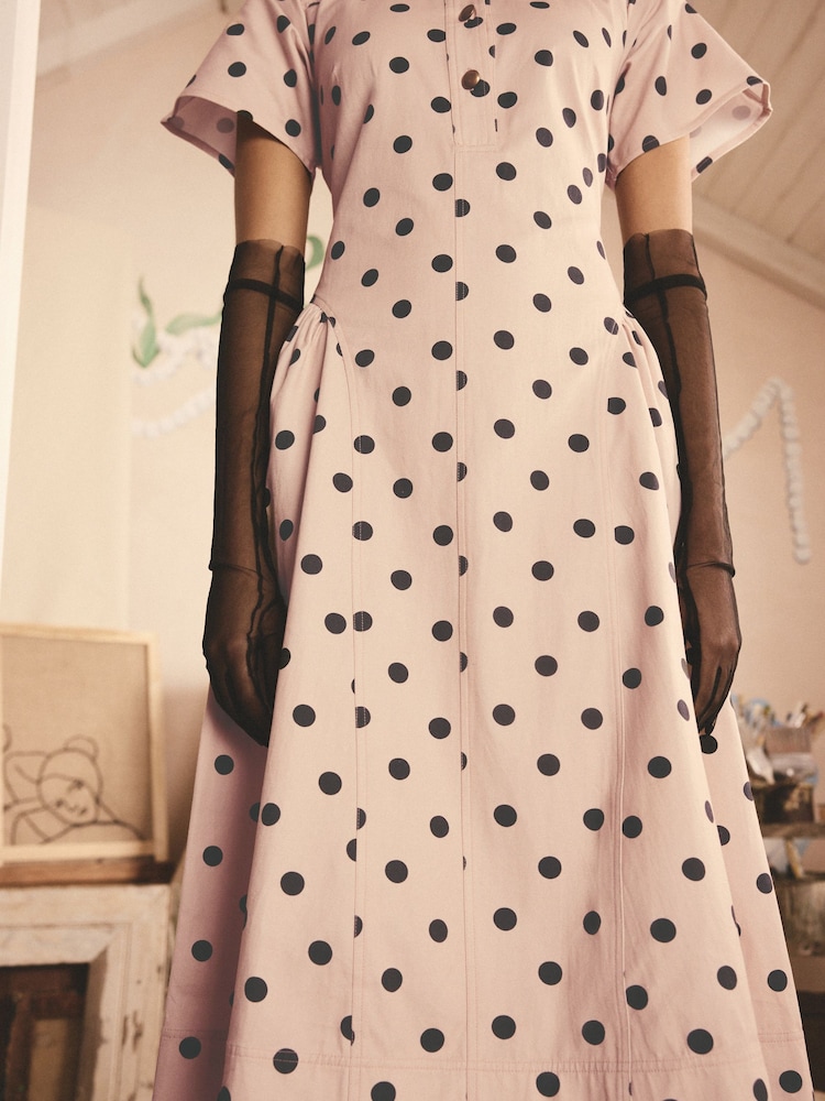 Cath Kidston Pink Spot 100% Cotton Shirt Dress - Image 7 of 11