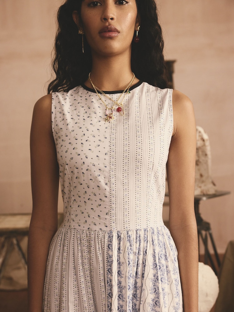 Cath Kidston Blue Floral 100% Cotton Sleeveless Dress - Image 4 of 8
