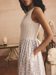 Cath Kidston Blue Floral 100% Cotton Sleeveless Dress - Image 5 of 8