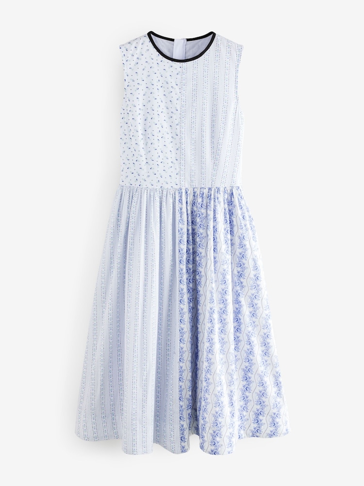 Cath Kidston Blue Floral 100% Cotton Sleeveless Dress - Image 6 of 8