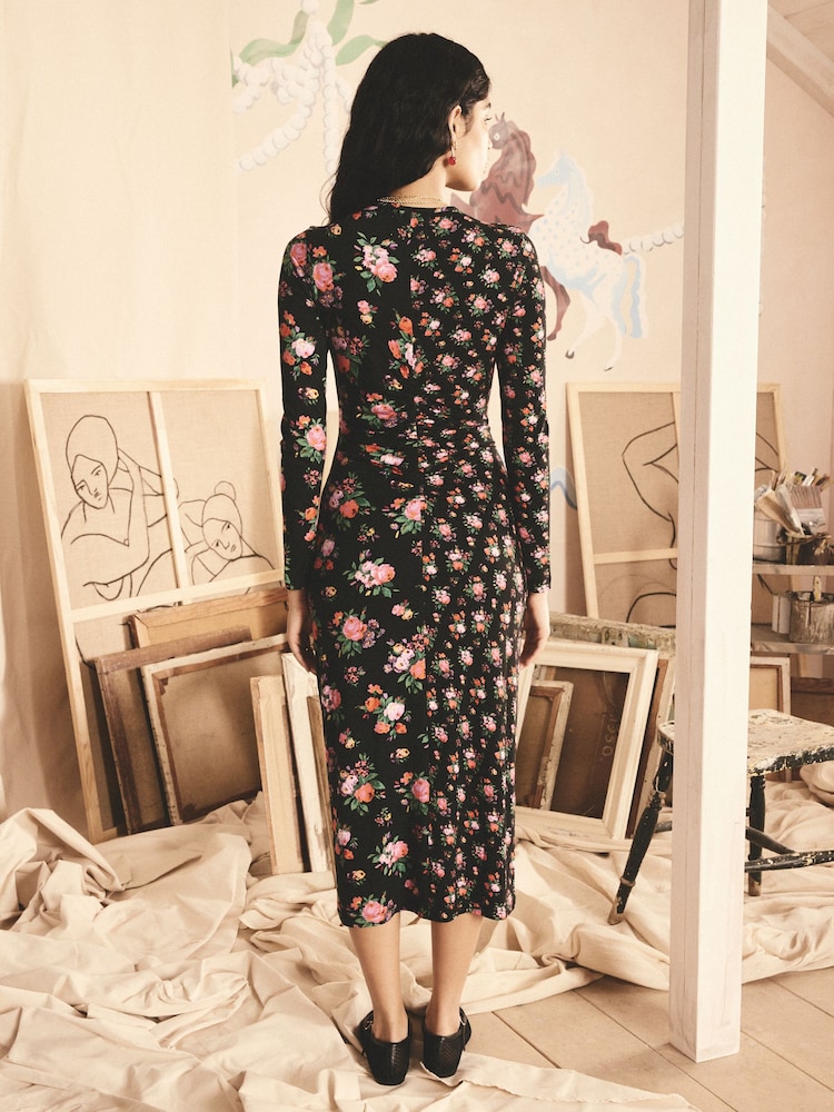 Cath Kidston Black Bunches Jersey Slip Dress - Image 2 of 5