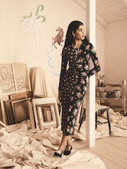 Cath Kidston Black Bunches Jersey Slip Dress - Image 3 of 5