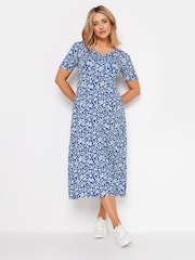 M&Co Blue Ditsy V-Neck Midi Dress - Image 3 of 6