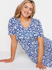 M&Co Blue Ditsy V-Neck Midi Dress - Image 5 of 6