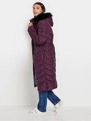 Long Tall Sally Red Longline Chevron Padded Coat - Image 3 of 5