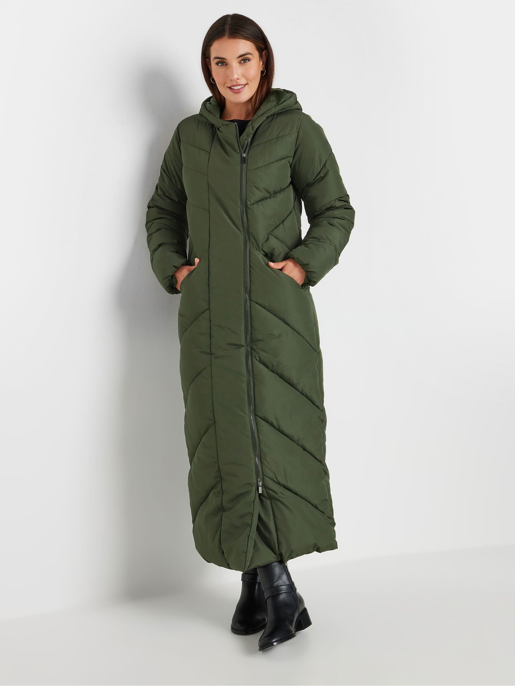 Buy Long Tall Sally Green Maxi Longline Padded Coat from the Next UK online shop