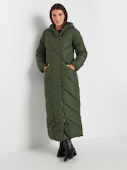 Long Tall Sally Green Maxi Longline Padded Coat - Image 2 of 5