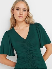 Long Tall Sally Green Angel Sleeve Ruched Front Top - Image 5 of 6