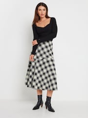 Long Tall Sally Black Checked Tiered Maxi Skirt - Image 1 of 6