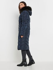 Long Tall Sally Blue Longline Chevron Padded Coat - Image 3 of 5
