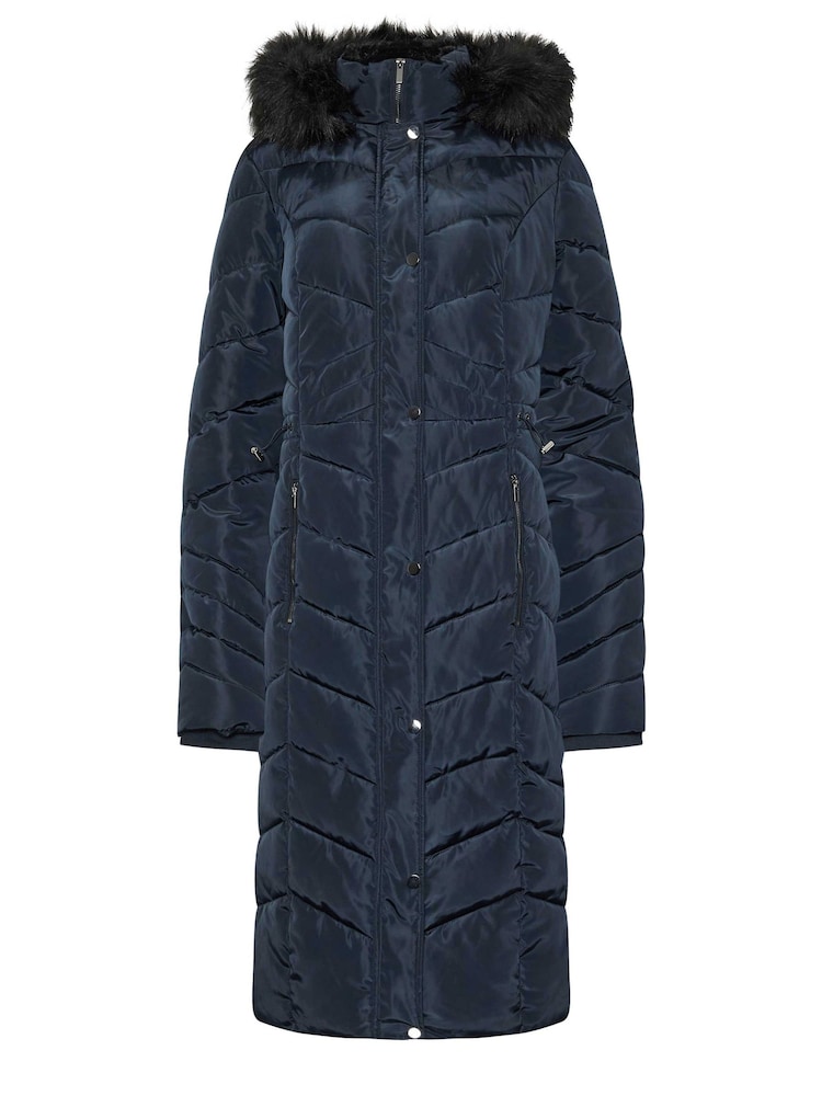 Long Tall Sally Blue Longline Chevron Padded Coat - Image 5 of 5