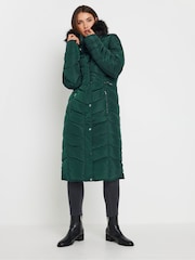 Long Tall Sally Green Longline Chevron Padded Coat - Image 2 of 5