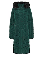 Long Tall Sally Green Longline Chevron Padded Coat - Image 5 of 5