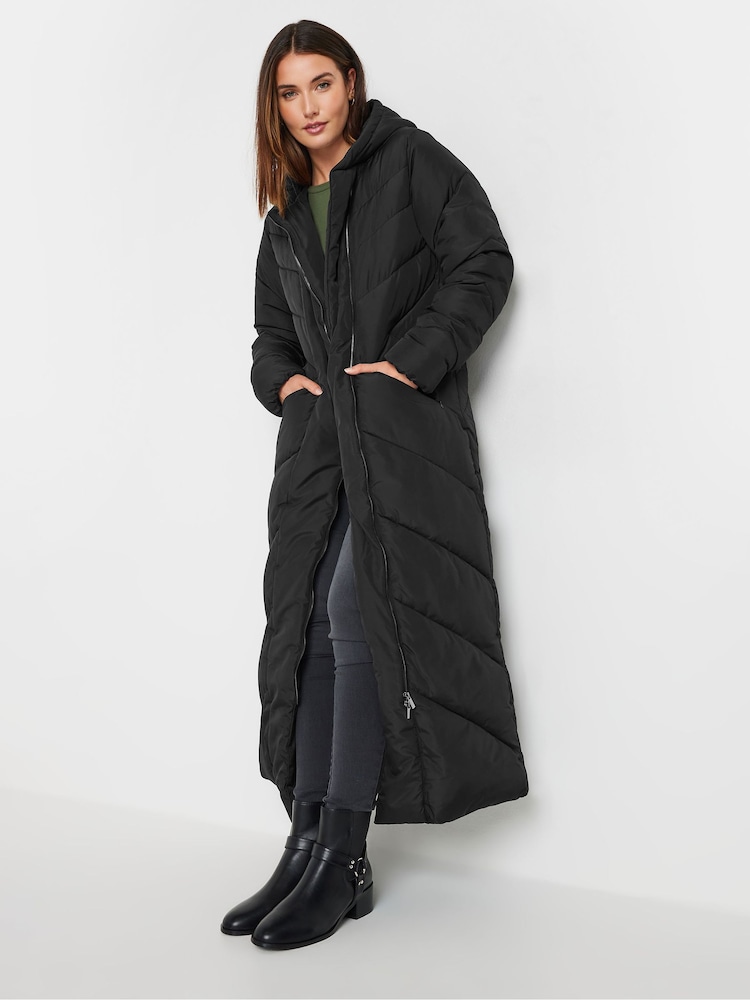 Long Tall Sally Black Maxi Longline Padded Coat - Image 1 of 5