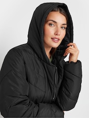 Long Tall Sally Black Maxi Longline Padded Coat - Image 4 of 5