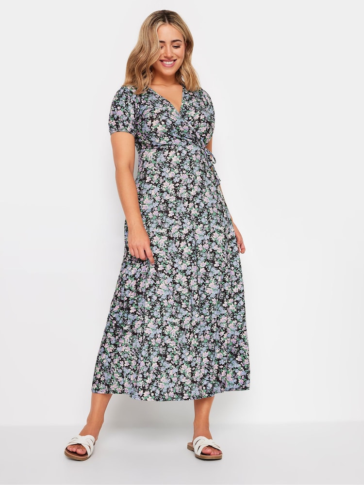 M&Co Black & Blue Floral Print Maxi Dress - Image 2 of 5