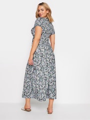 M&Co Black & Blue Floral Print Maxi Dress - Image 3 of 5