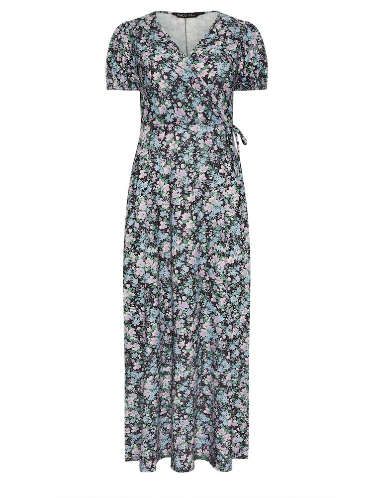 M&Co Black & Blue Floral Print Maxi Dress - Image 5 of 5