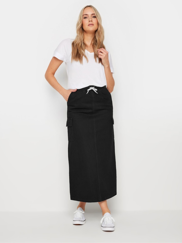 Long Tall Sally Black 100% Cotton Denim Maxi Skirt - Image 1 of 5