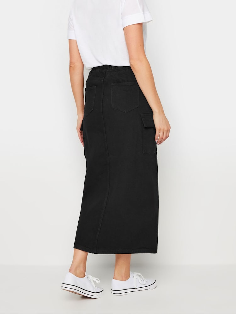 Long Tall Sally Black 100% Cotton Denim Maxi Skirt - Image 3 of 5