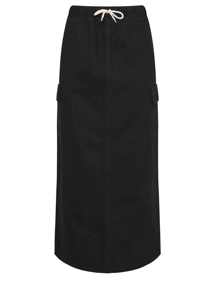 Long Tall Sally Black 100% Cotton Denim Maxi Skirt - Image 5 of 5