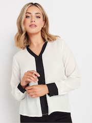 M&Co Black Long Sleeve Blouse With Black Tipping - Image 1 of 5