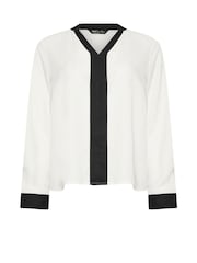 M&Co Black Long Sleeve Blouse With Black Tipping - Image 5 of 5