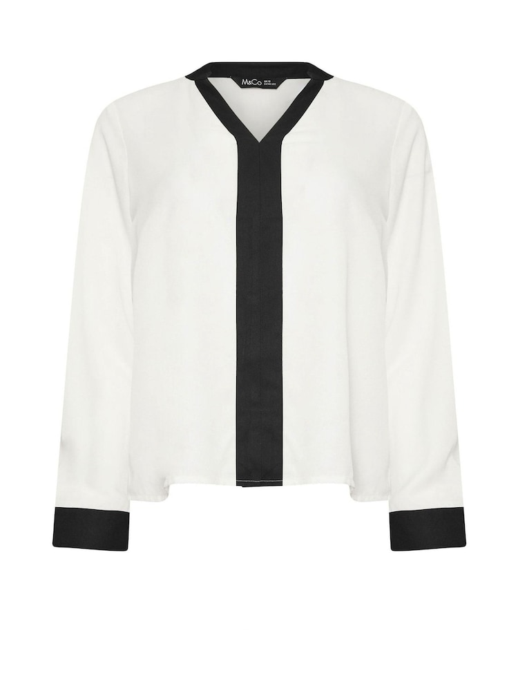 M&Co Black Long Sleeve Blouse With Black Tipping - Image 5 of 5