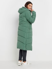 Long Tall Sally Green Green Fleece Hooded Midi Padded Coat - Image 3 of 4