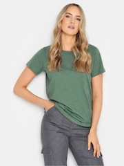 Long Tall Sally Green Short Sleeve Scoop Neck Slub 100% Cotton T-Shirt - Image 1 of 4