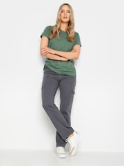 Long Tall Sally Green Short Sleeve Scoop Neck Slub 100% Cotton T-Shirt - Image 2 of 4