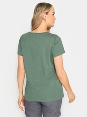 Long Tall Sally Green Short Sleeve Scoop Neck Slub 100% Cotton T-Shirt - Image 3 of 4