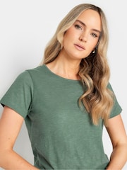 Long Tall Sally Green Short Sleeve Scoop Neck Slub 100% Cotton T-Shirt - Image 4 of 4