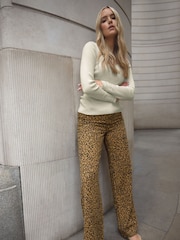 Long Tall Sally Natural Wide Leg 100% Cotton Jeans - Image 1 of 7