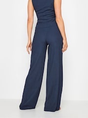 Long Tall Sally Blue Wide Leg Textured Trousers - Image 3 of 6