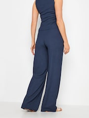 Long Tall Sally Blue Wide Leg Textured Trousers - Image 4 of 6