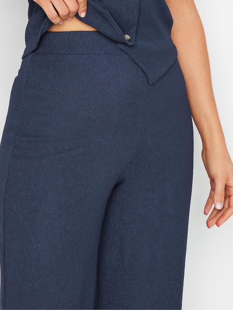 Long Tall Sally Blue Wide Leg Textured Trousers - Image 5 of 6