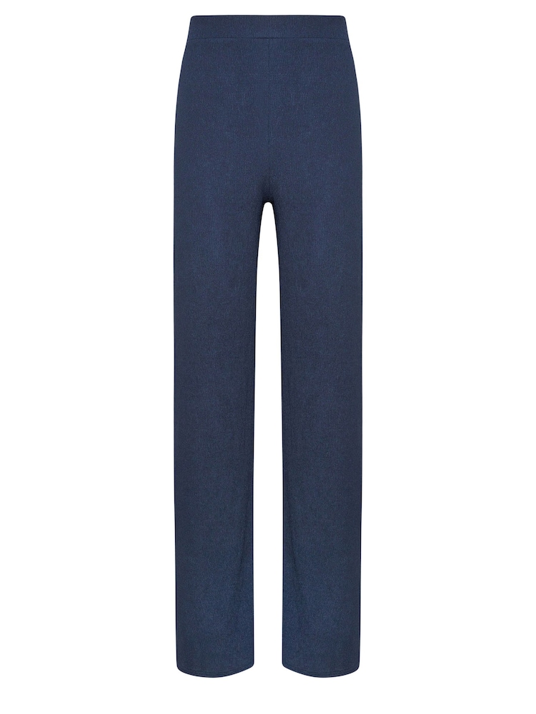 Long Tall Sally Blue Wide Leg Textured Trousers - Image 6 of 6