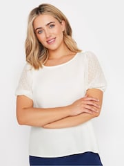 M&Co Natural Dobby Short Sleeve Blouse - Image 1 of 4