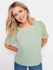 M&Co Green Dobby Short Sleeve Blouse - Image 1 of 4