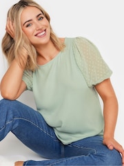 M&Co Green Dobby Short Sleeve Blouse - Image 4 of 4