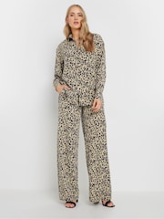 Long Tall Sally Natural Animal Print Wide Leg Trousers - Image 1 of 4