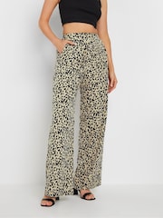 Long Tall Sally Natural Animal Print Wide Leg Trousers - Image 2 of 4
