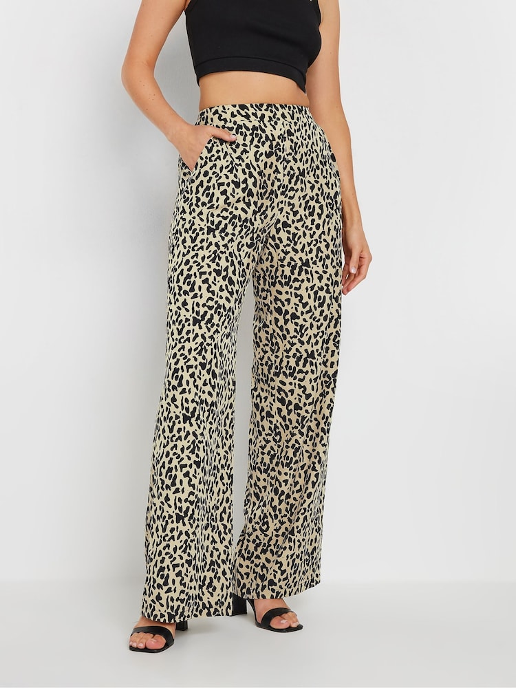 Long Tall Sally Natural Animal Print Wide Leg Trousers - Image 2 of 4
