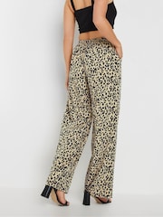 Long Tall Sally Natural Animal Print Wide Leg Trousers - Image 3 of 4