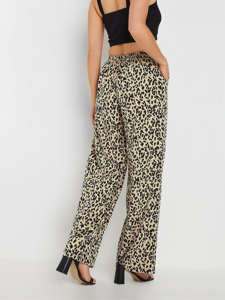 Long Tall Sally Natural Animal Print Wide Leg Trousers - Image 3 of 4