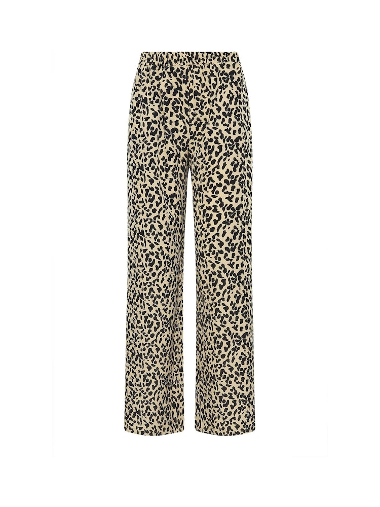 Long Tall Sally Natural Animal Print Wide Leg Trousers - Image 4 of 4