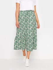 M&Co Green Ditsy Floral Print Tiered Midi Skirt - Image 1 of 5